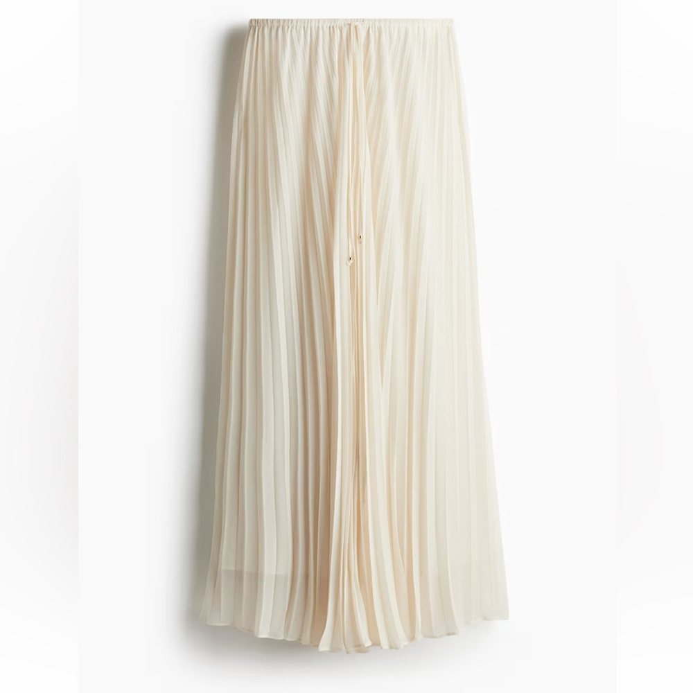 H&M Cream Maxi Pleated Skirt